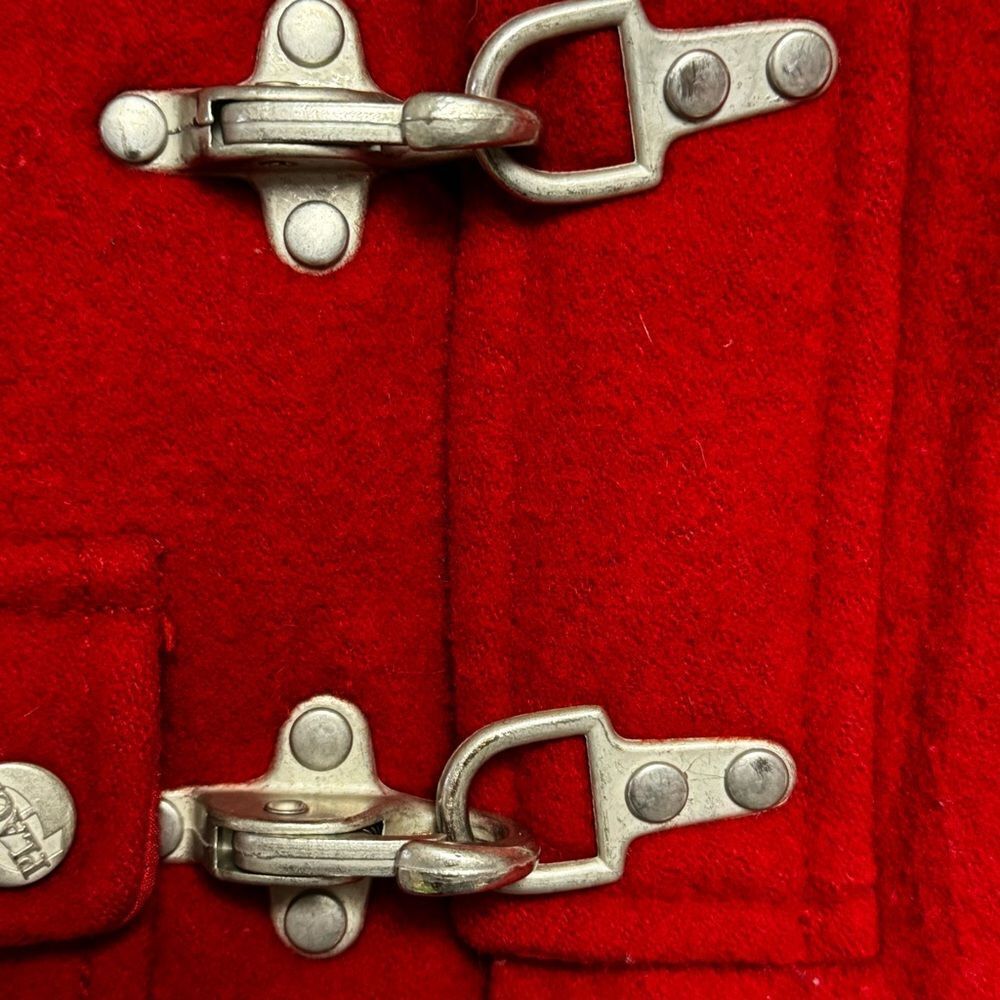 Baby boy infant toddler size 12 months red wool coat with metal clasp Christmas - Picture 2 of 5